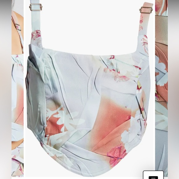 Julia Heuer Helmut Floral Crepe Crop Top ( small) - Picture 3 of 11